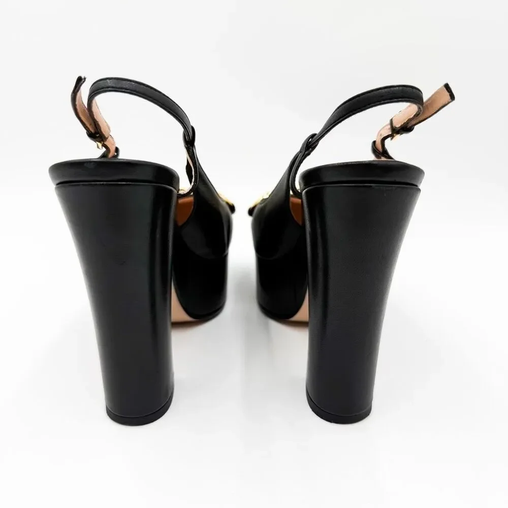 Gucci Horsebit Baby120 Platform Pumps EU 37 US 7 Black Leather Slingback